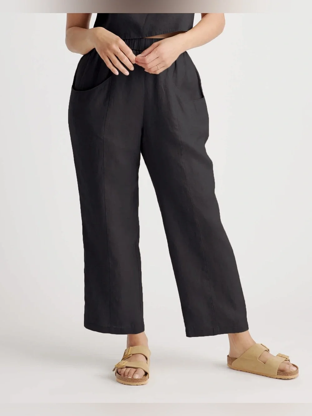 Quince European Linen Pull On Pant Black Women’s S